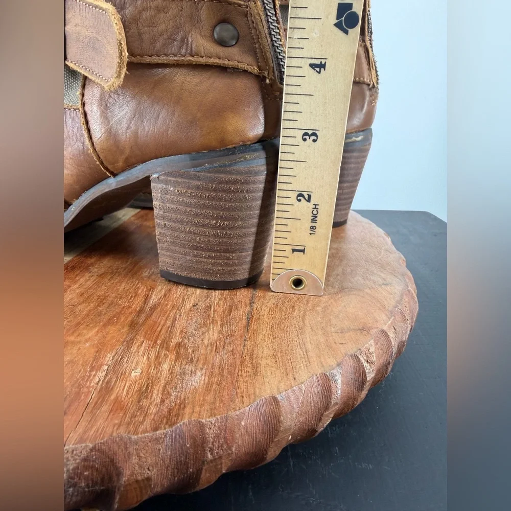 Durango harness tall boots sz 7 brown leather‎ green canvas